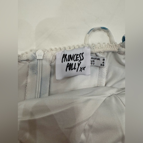 White Tight Dress with Blue Butterflies - Picture 3 of 4